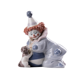 Фарфорова статуетка Lladro "PIERROT WITH PUPPY & BALL", 11.5 см