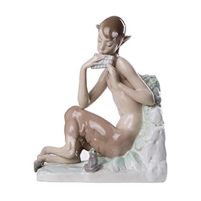 Редкая коллекционная статуэтка Lladro "SATYR WITH FROG", 23.5 см